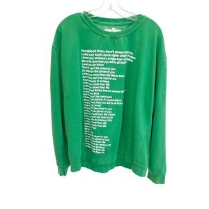Justin Bieber Justice Ghost Lyrics Green Sweatshirt - Unisex Large